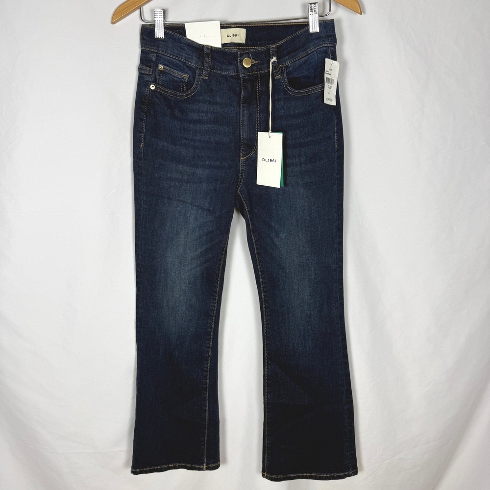 NWT DL1961 Bridget Boot Crop Jeans Thunderbird Blue High Rise Instasculpt 27